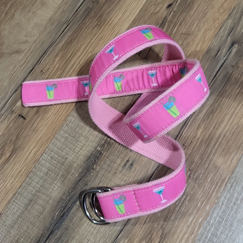 DOUGLAS PAQUETTE Pink Preppy Drinks Cocktails Belt - Picture 2 of 6
